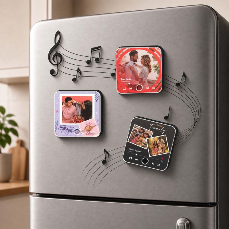 Personalized Sibling Story Rakhi Magnet  Musical Photo Fridge Magnet with Custom Voice Message Unique Raksha Bandhan Gift
